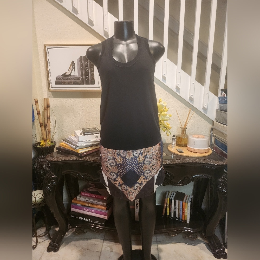 Givenchy knit & bandana paisley print silk tank dress size M